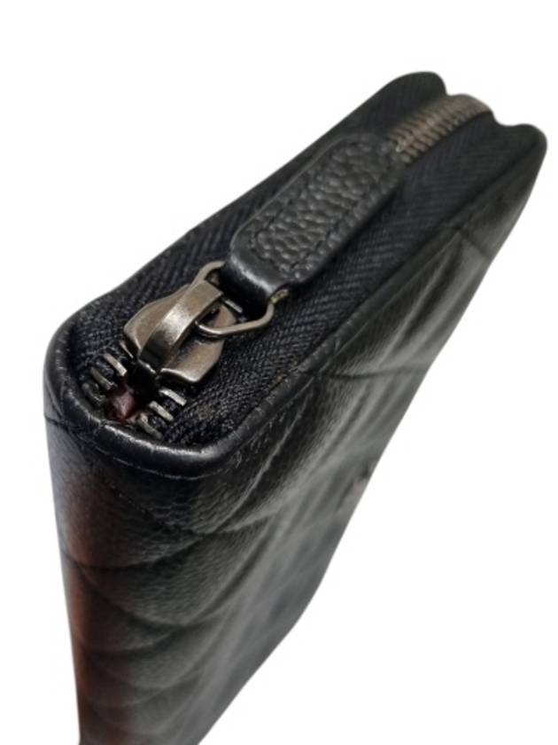 A82370 Classic Vintage Silver Black Caviar Zipper Long Wallet CH