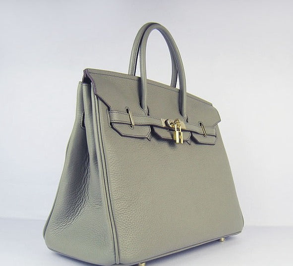 HMS Birkin 35cm Togo Leather Handbags Dark Grey Golden