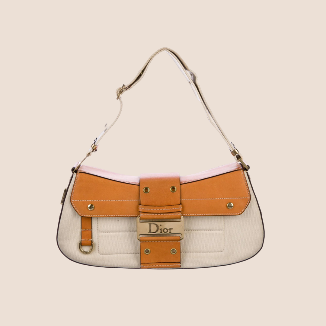 CHRISTIAN D1OR BROWN &amp; CREAM STREET CHIC COLUMBUS BAG