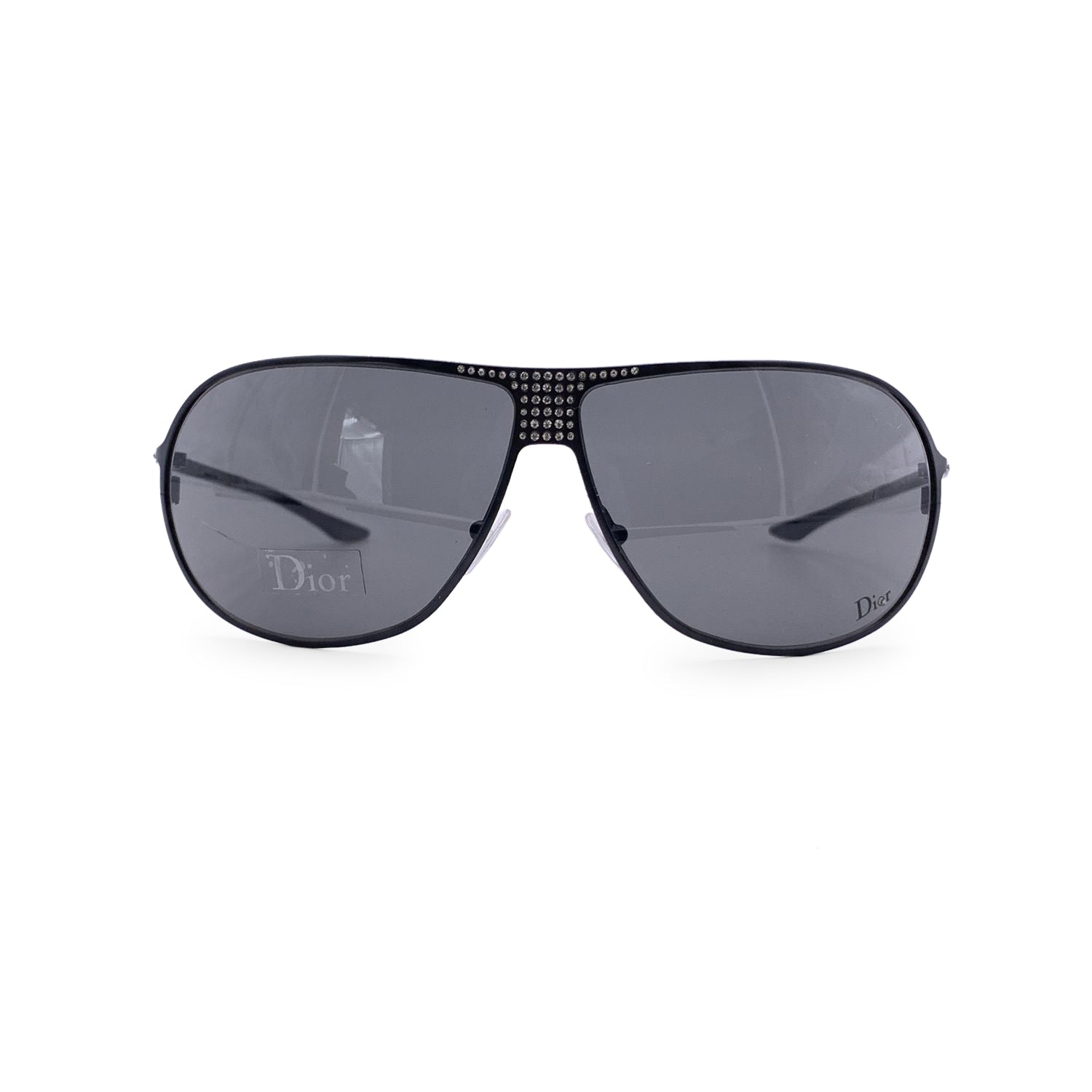 CHRISTIAN D1OR Black Aviator Hard D1OR1 Sunglasses With Crystals