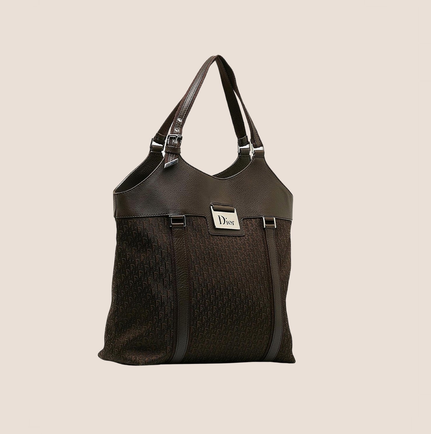 CHRISTIAN D1OR BROWN D1ORISSIMO STREET CHIC TOTE BAG