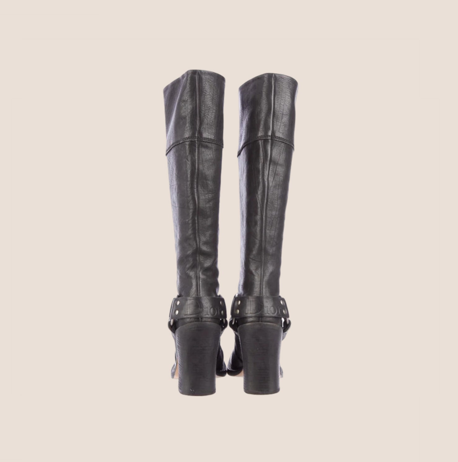 CHRISTIAN D1OR 2000 BLACK LEATHER HARNESS BOOTS