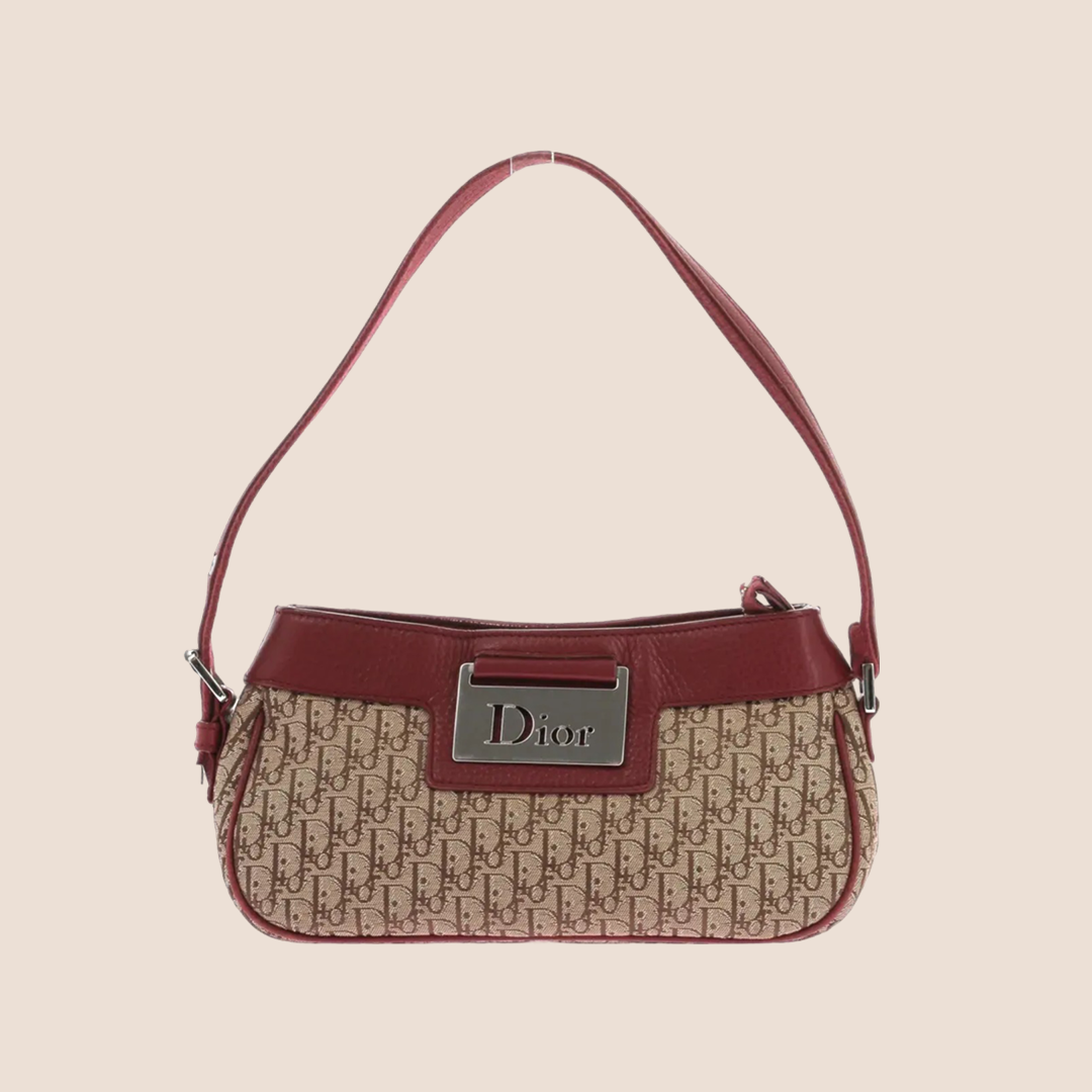 CHRISTIAN D1OR 2005 BURGUNDY STREET CHIC SHOULDER BAG