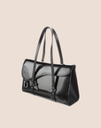 CHRISTIAN D1OR 2003 PATENT LEATHER BLACK FLAP SADDLE BAG