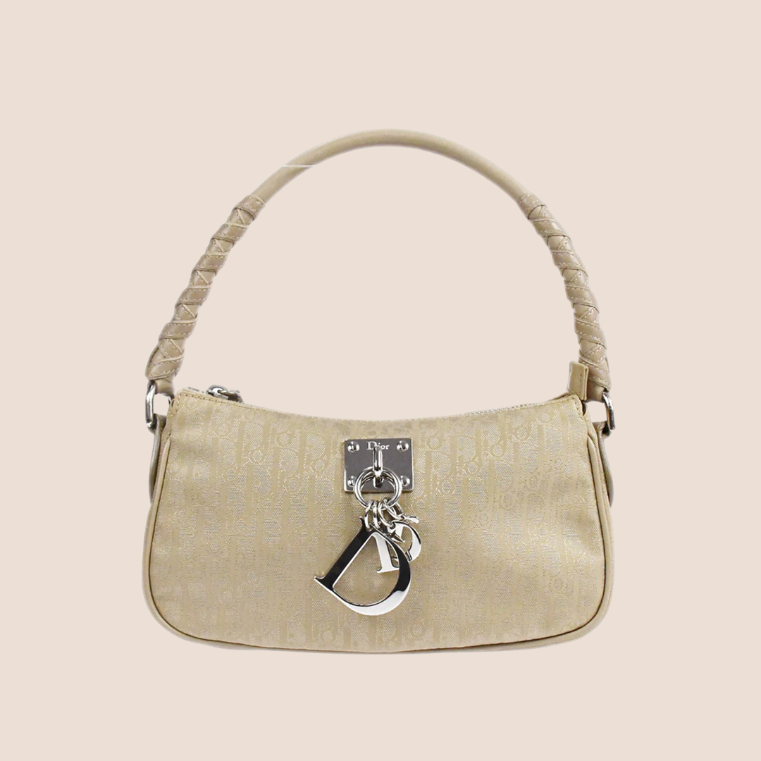 CHRISTIAN D1OR 2006 BEIGE LOVELY D1ORISSIMO CHARM SHOULDER BAG