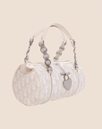CHRISTIAN D1OR 2007 GREY & WHITE ROMANTIQUE TROTTER MINI BARREL BAG