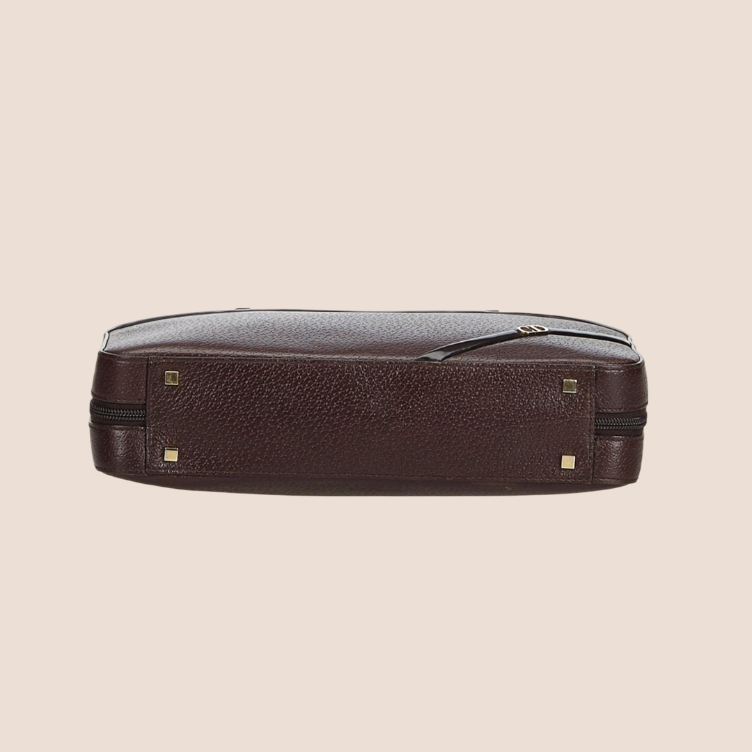 CHRISTIAN D1OR 2000 BROWN LEATHER CD HANDBAG