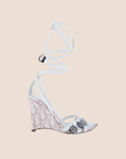 CHRISTIAN D1OR 2004 PINK TROTTER MEDALLION WEDGE SANDALS