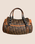 CHRISTIAN D1OR BROWN ROMANTIQUE MINI HEART CHARM HANDBAG