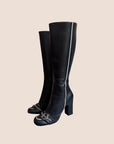 CHRISTIAN D1OR 2005 CD STITCH BLACK LEATHER BOOTS