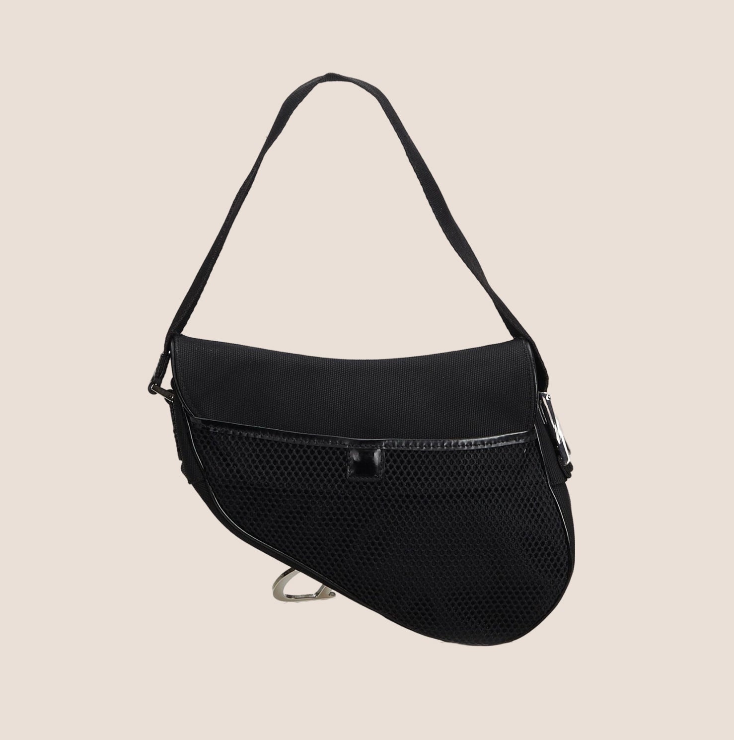 CHRISTIAN D1OR BLACK MESH SADDLE BAG