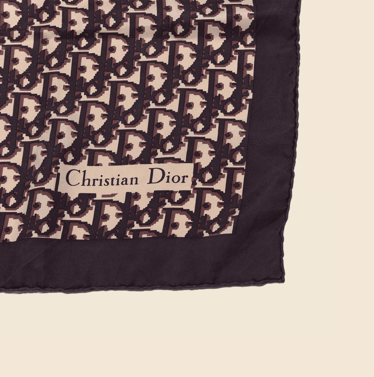 CHRISTIAN D1OR BROWN OBLIQUE SILK SCARF