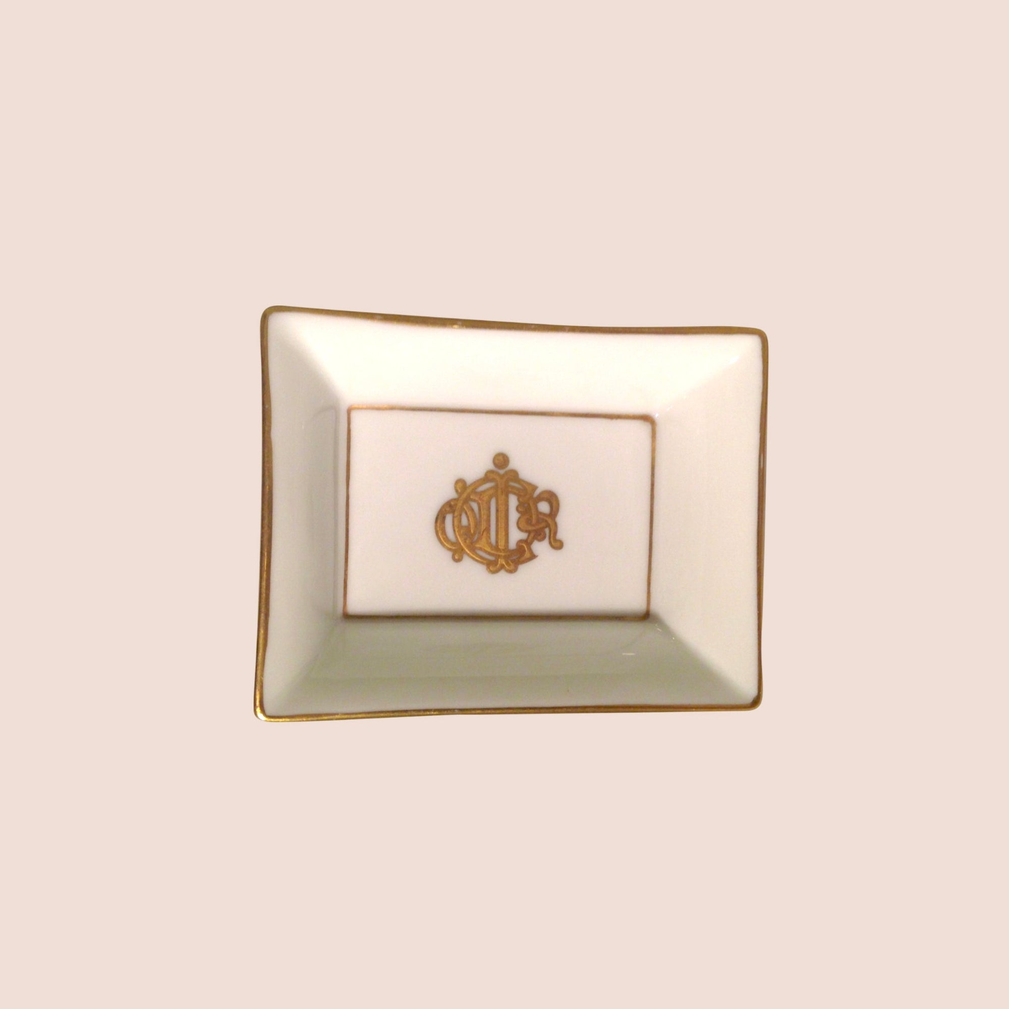 CHRISTIAN D1OR 1990s D1OR LOGO PORCELAIN JEWELRY TRAY