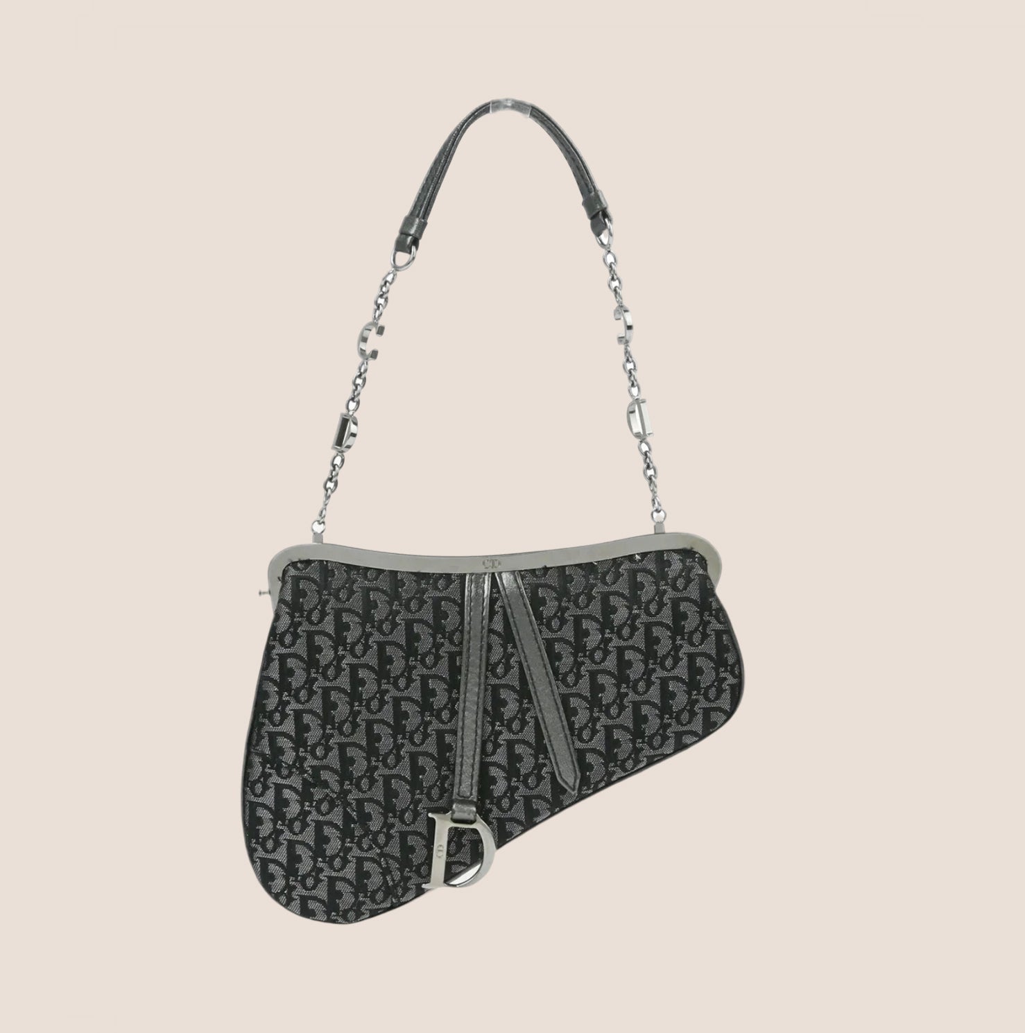 CHRISTIAN D1OR 2003 GREY JACQUARD TROTTER MICRO SADDLE BAG