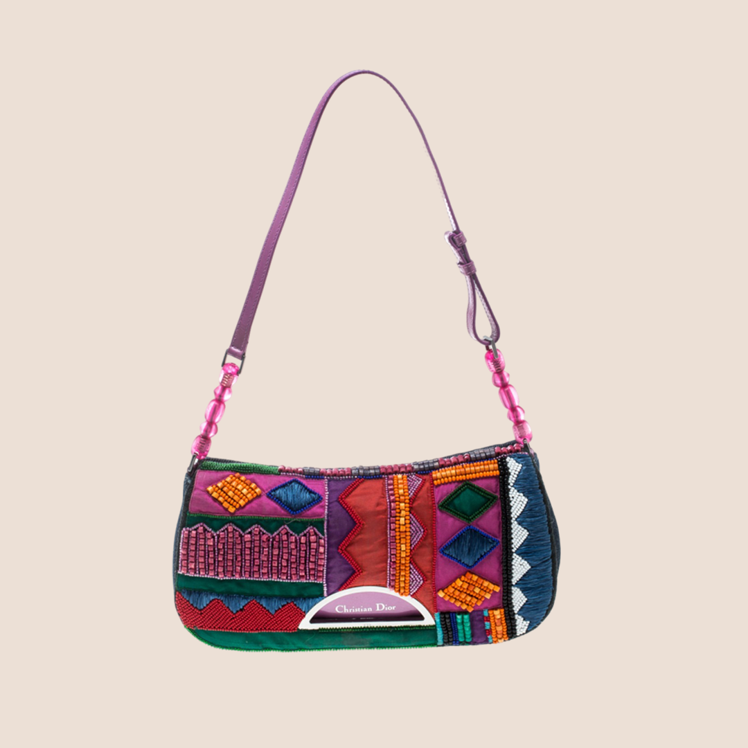 CHRISTIAN D1OR BEADED MULTICOLOUR MALICE SHOULDER BAG