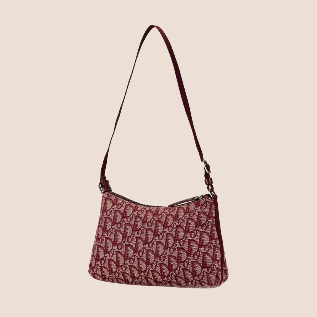 CHRISTIAN DIO BURGUNDY D1ORISSIMO TROTTER SHOULDER BAG