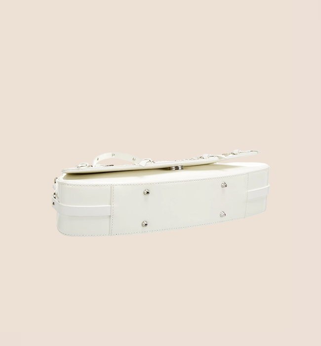 CHRISTIAN D1OR 2003 WHITE LEATHER BONDAGE CLUTCH