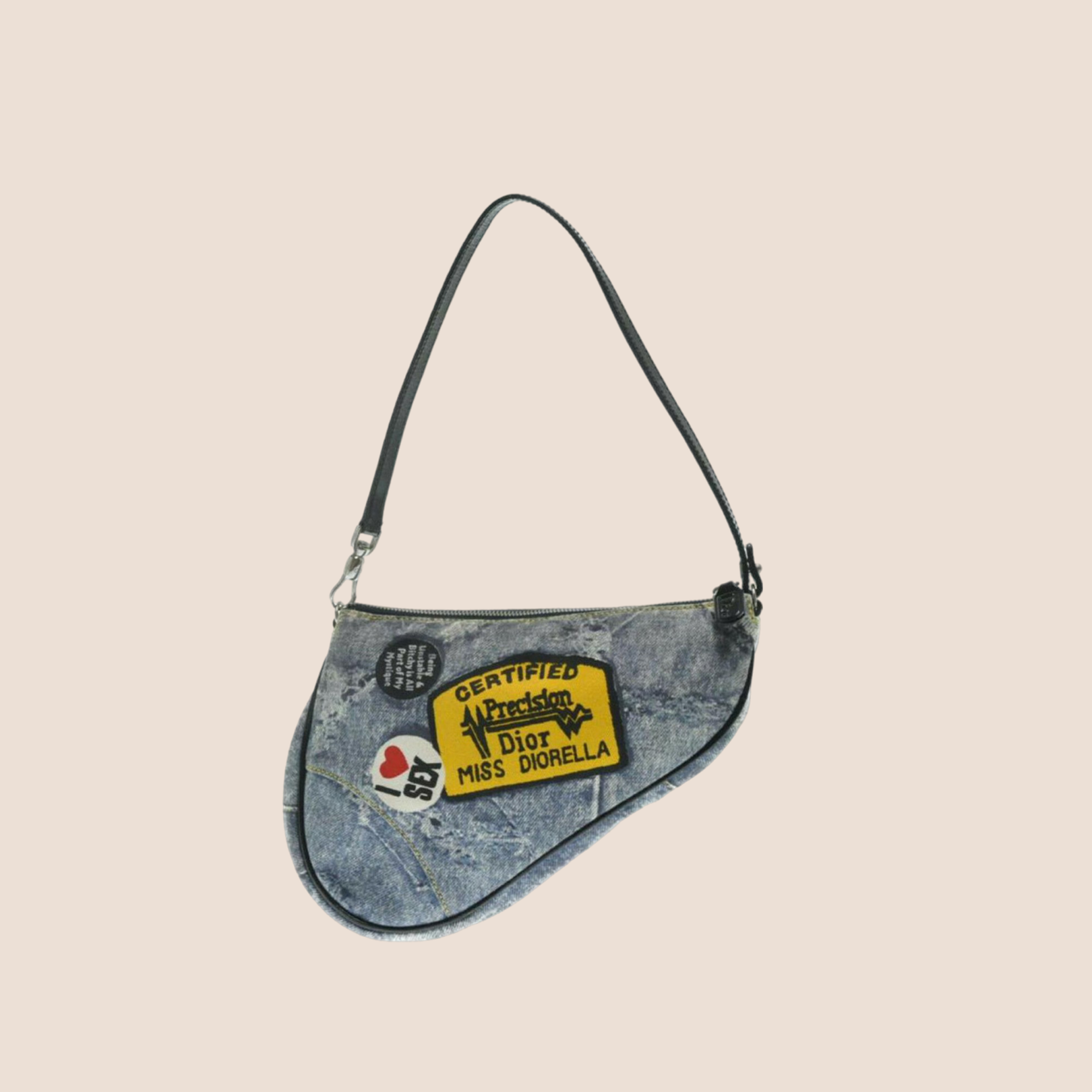 CHRISTIAN D1OR 2001 "MISS D1ORELLA" DENIM PRINT MINI SADDLE BAG
