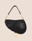 CHRISTIAN D1OR 2000 BLACK OSTRICH SADDLE BAG