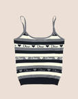 CHRISTIAN D1OR 2005 STRIPED HEART LOGO KNIT CAMI TOP