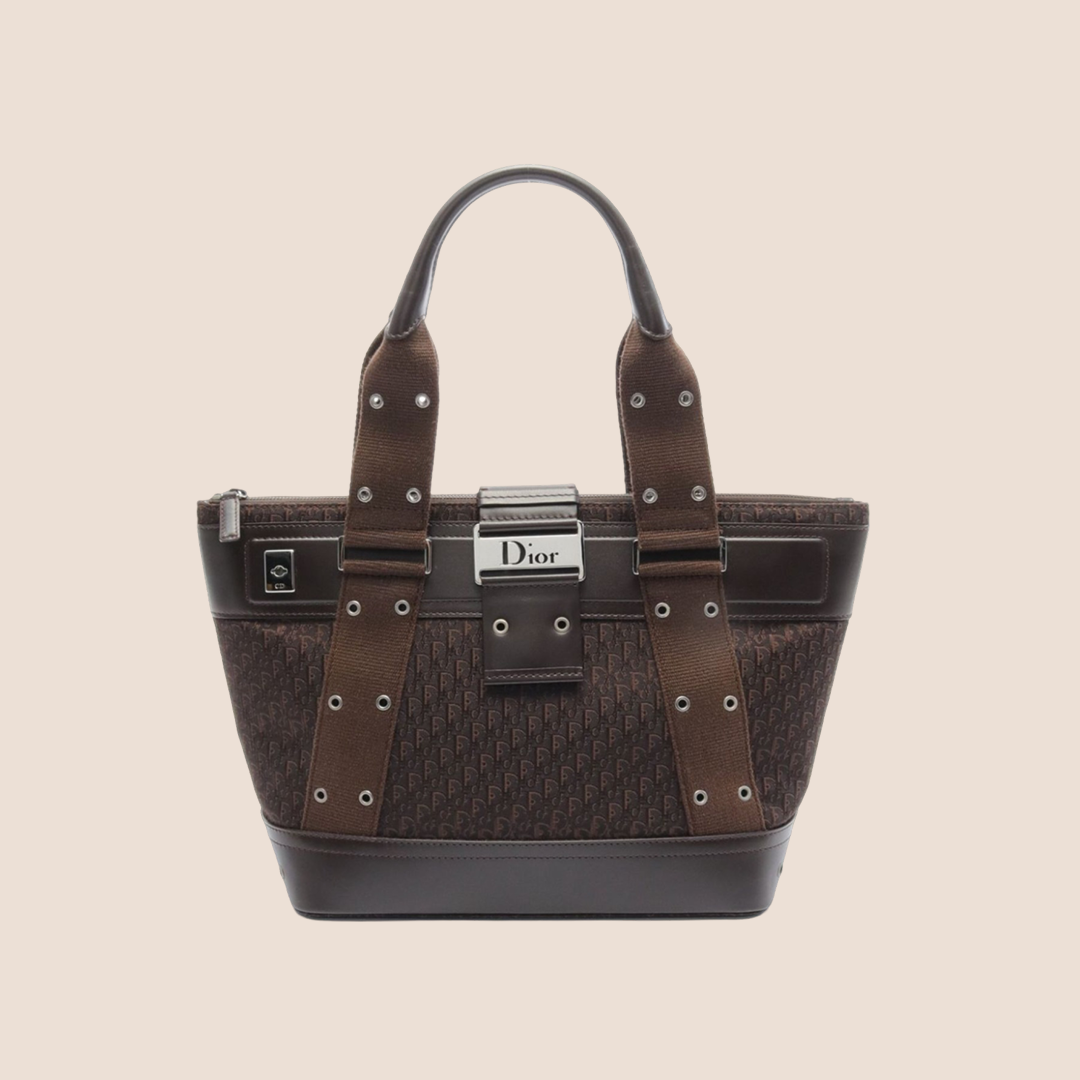 CHRISTIAN D1OR BROWN STREET CHIC TROTTER TOTE BAG