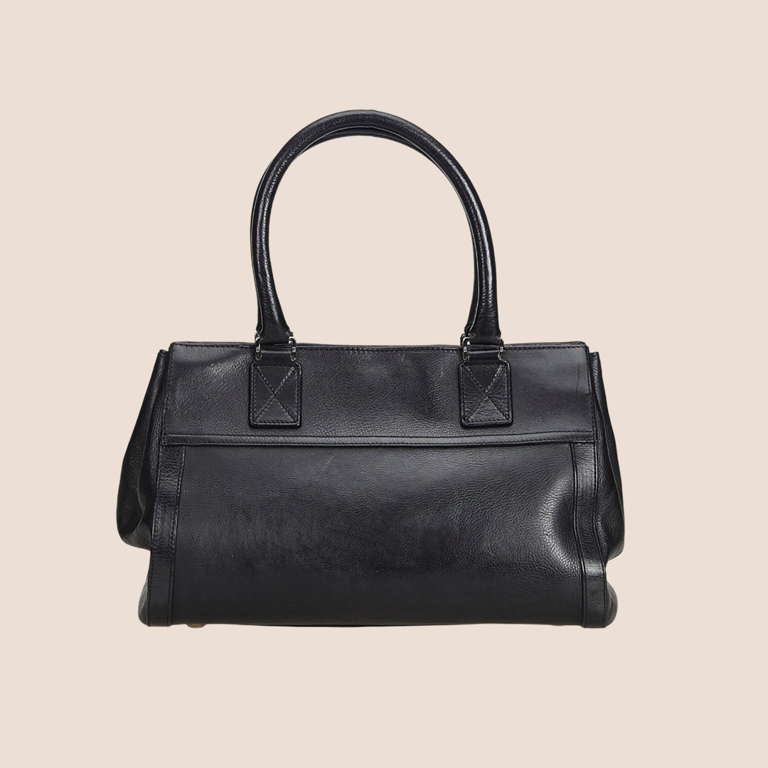 CHRISTIAN D1OR BLACK LEATHER FLIGHT TOTE BAG