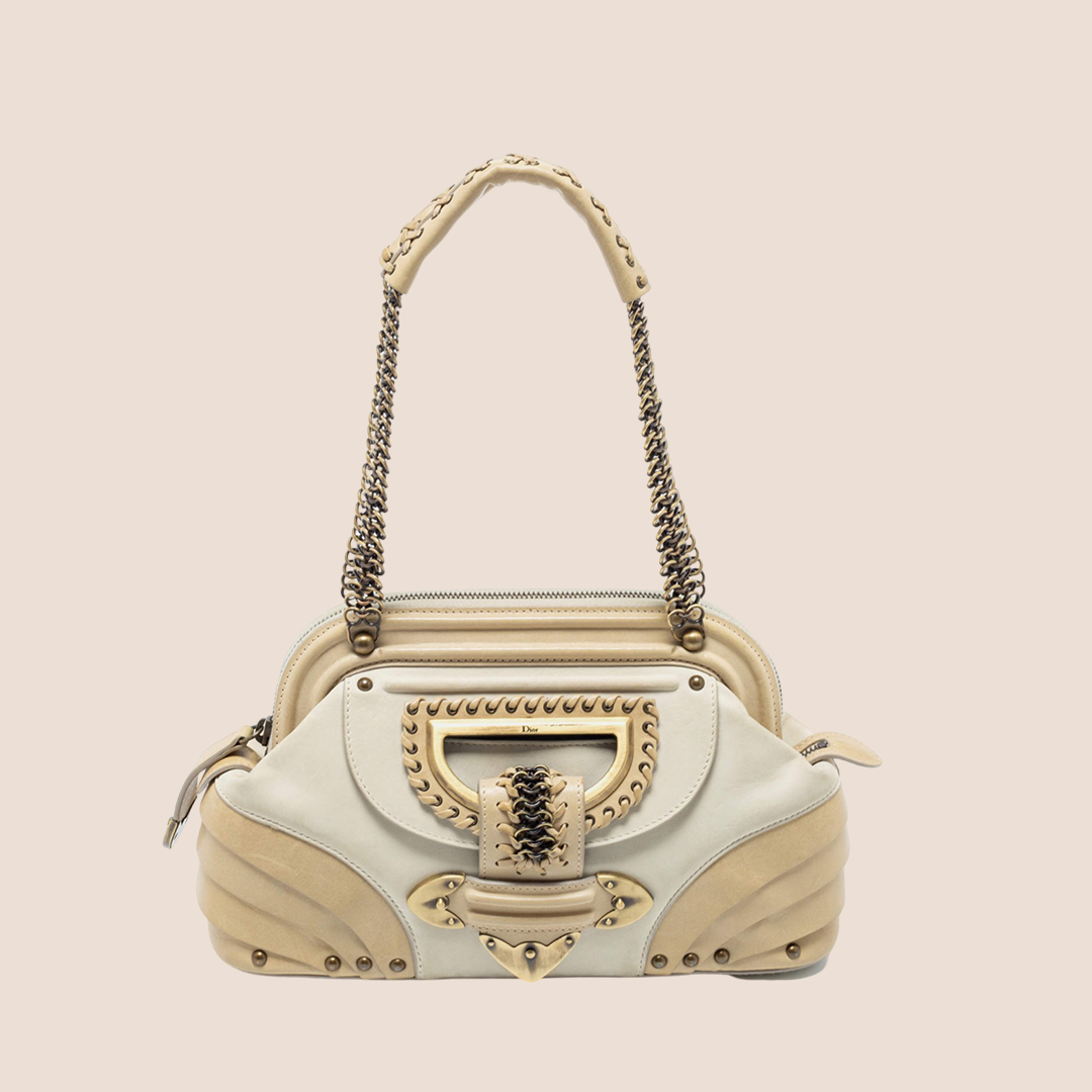 CHRISTIAN D1OR 2007 CREAM JEANNE FRAME BAG