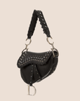 CHRISTIAN D1OR 2004 BLACK CRYSTAL GROMMET SADDLE BAG