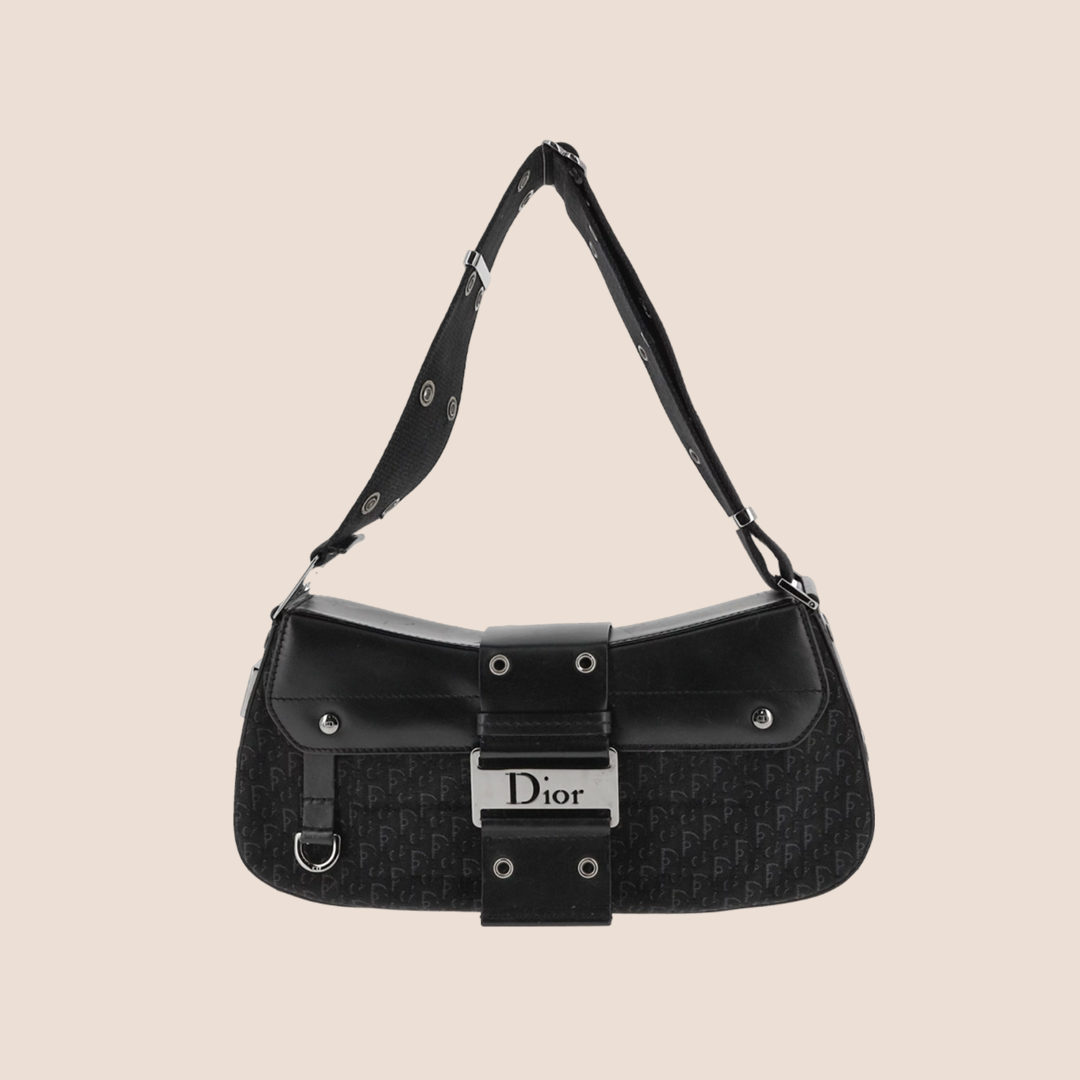 CHRISTIAN D1OR BLACK TROTTER STREET CHIC COLUMBUS SHOULDER BAG