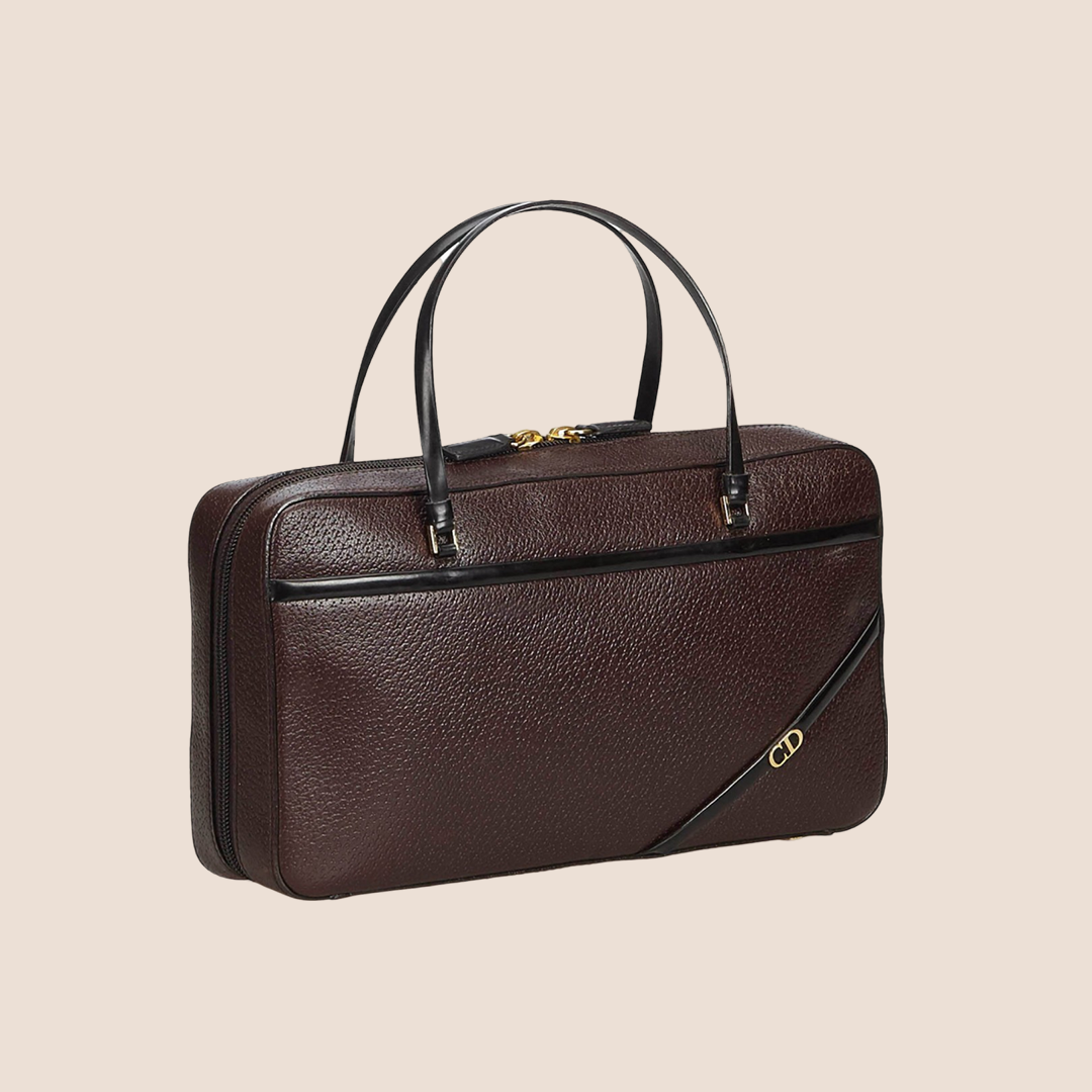 CHRISTIAN D1OR 2000 BROWN LEATHER CD HANDBAG