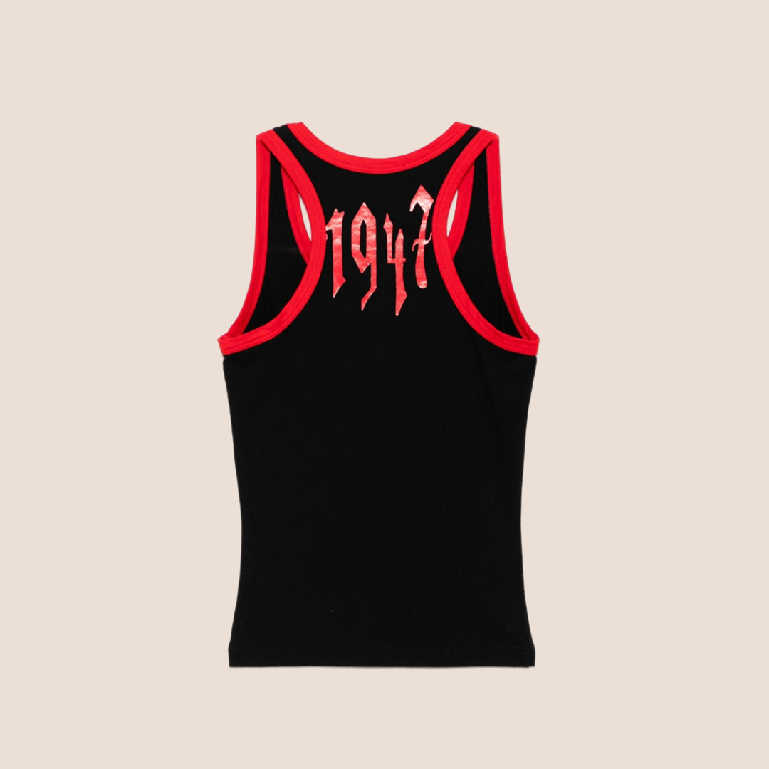 CHRISTIAN D1OR 2002 BLACK &amp; RED GOTHIC LOGO TOP