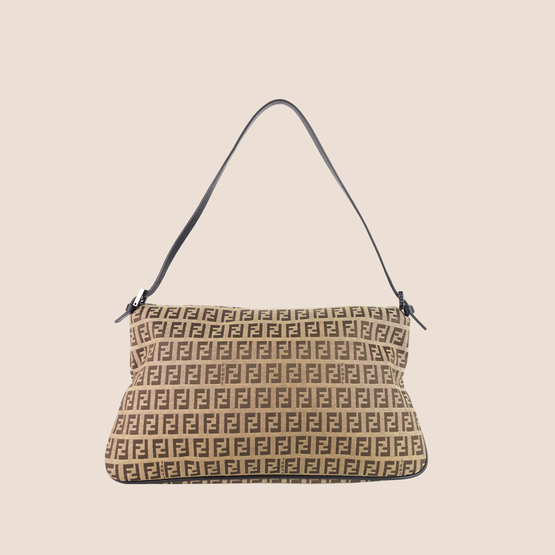 FNDI 2000 BROWN ZUCCHINO CANVAS DOUBLE FLAP BAG