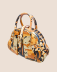 CHRISTIAN D1OR 2001 ORANGE PRINTED DOUBLE SADDLE BOWLER BAG
