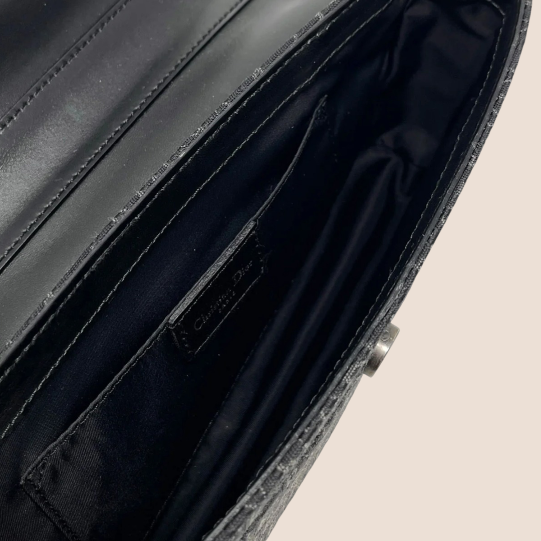 CHRISTIAN D1OR BLACK OBLIQUE CANVAS STREET CHIC SHOULDER BAG