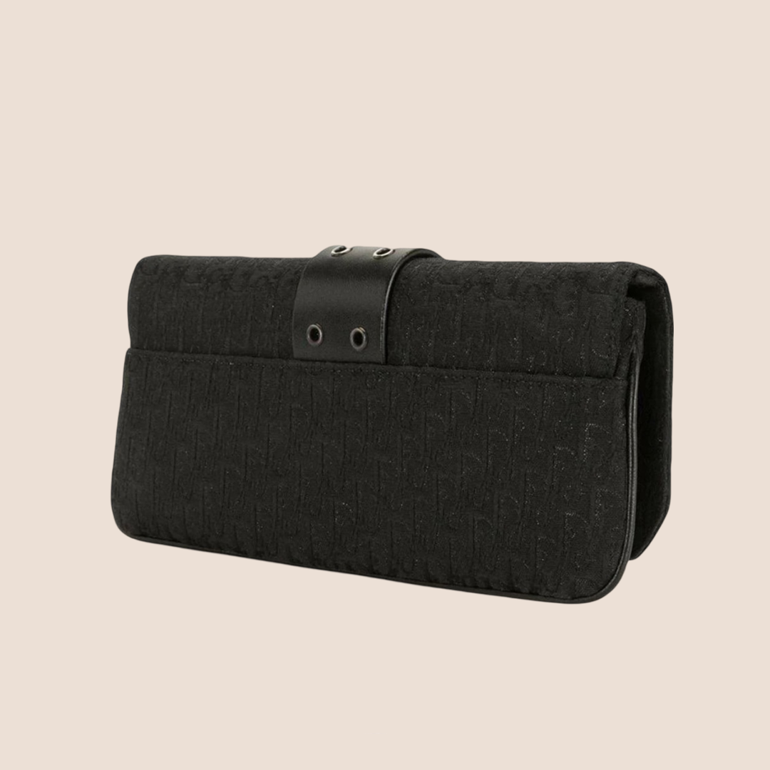 CHRISTIAN D1OR BLACK TROTTER STREET CHIC OPERA CROSSBODY CLUTCH