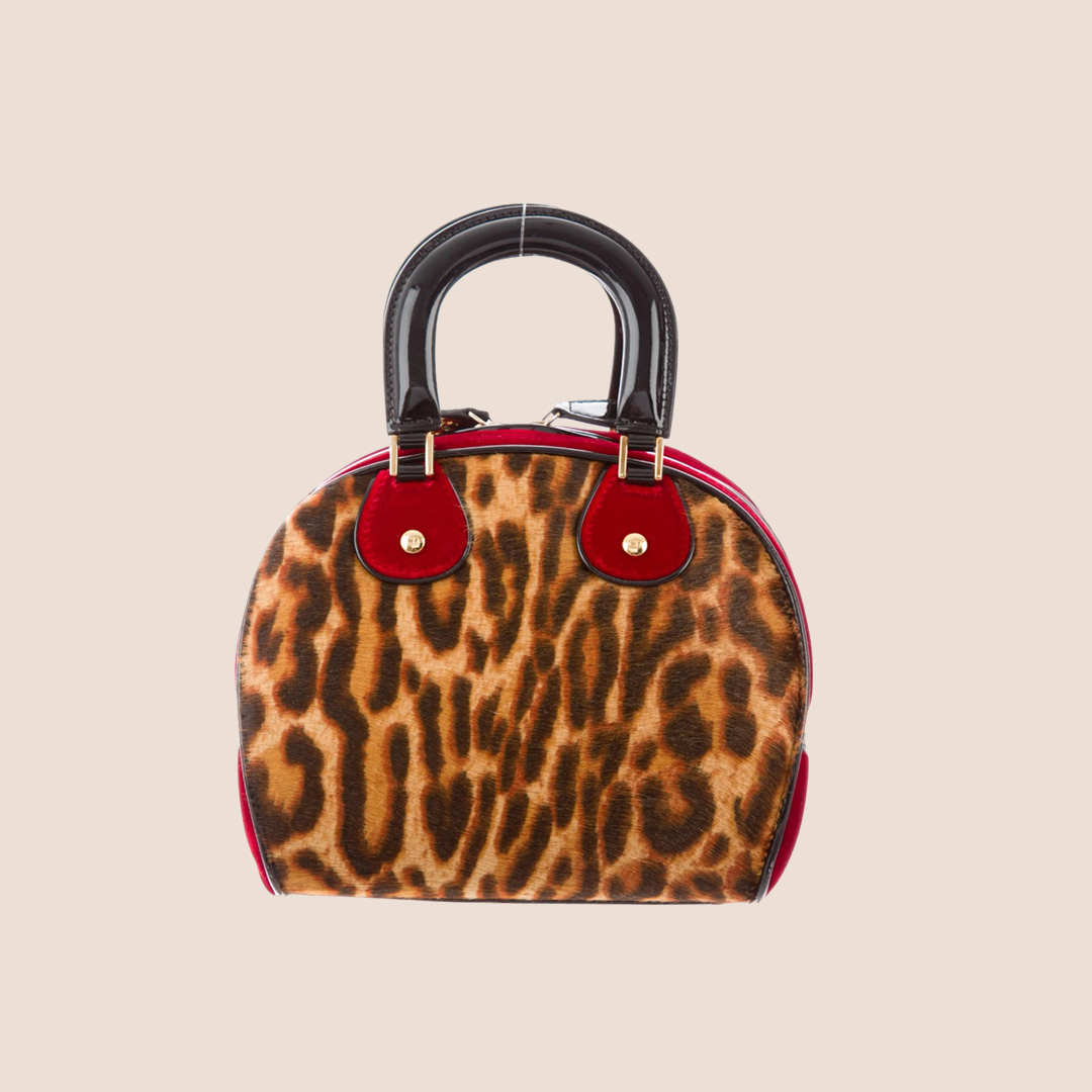 CHRISTIAN D1OR 2004 LEOPARD PONYHAIR DICE GAMBLER BAG