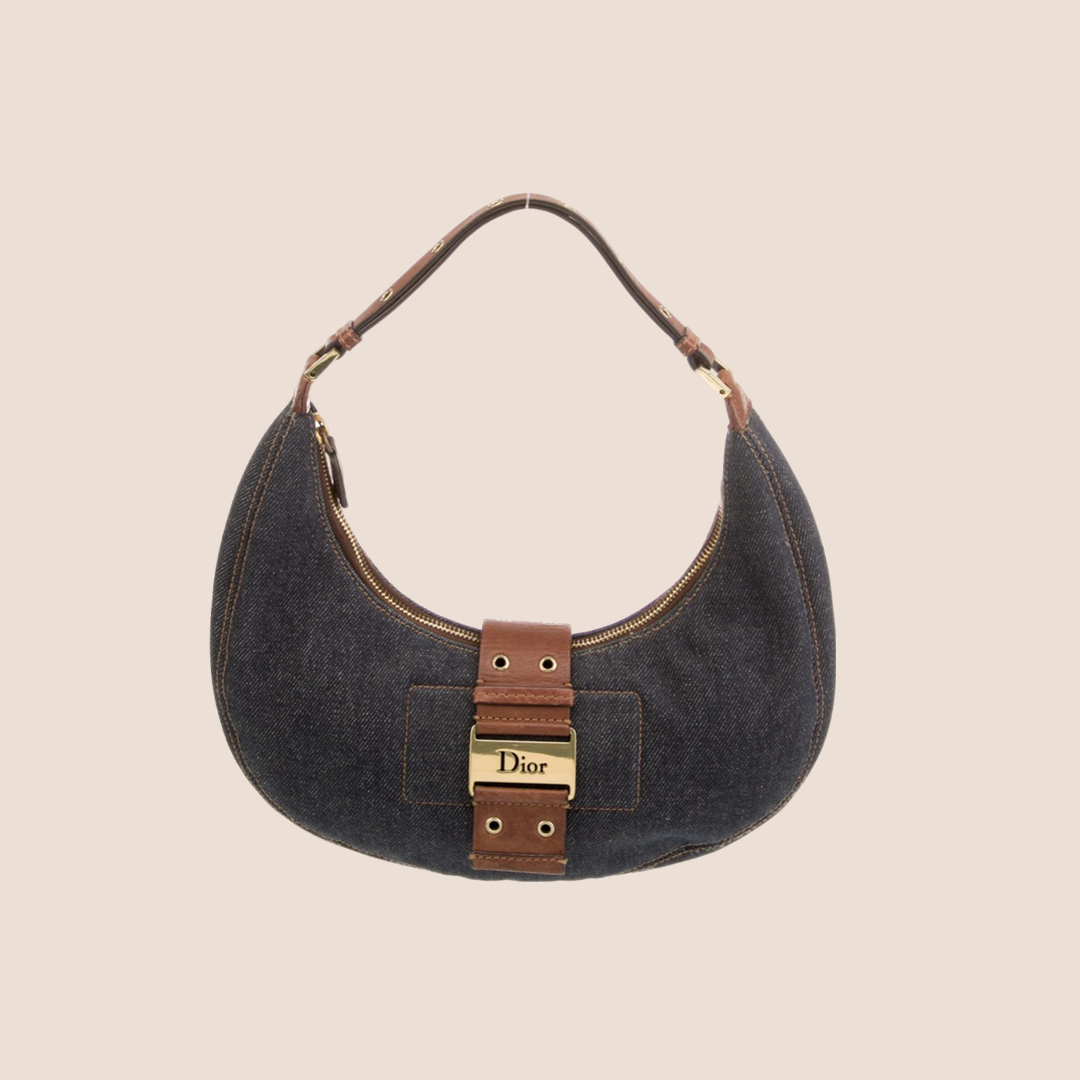 CHRISTIAN D1OR 2003 DENIM STREET CHIC HALF MOON BAG