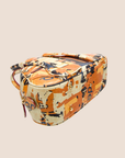 CHRISTIAN D1OR 2001 ORANGE PRINTED DOUBLE SADDLE BOWLER BAG