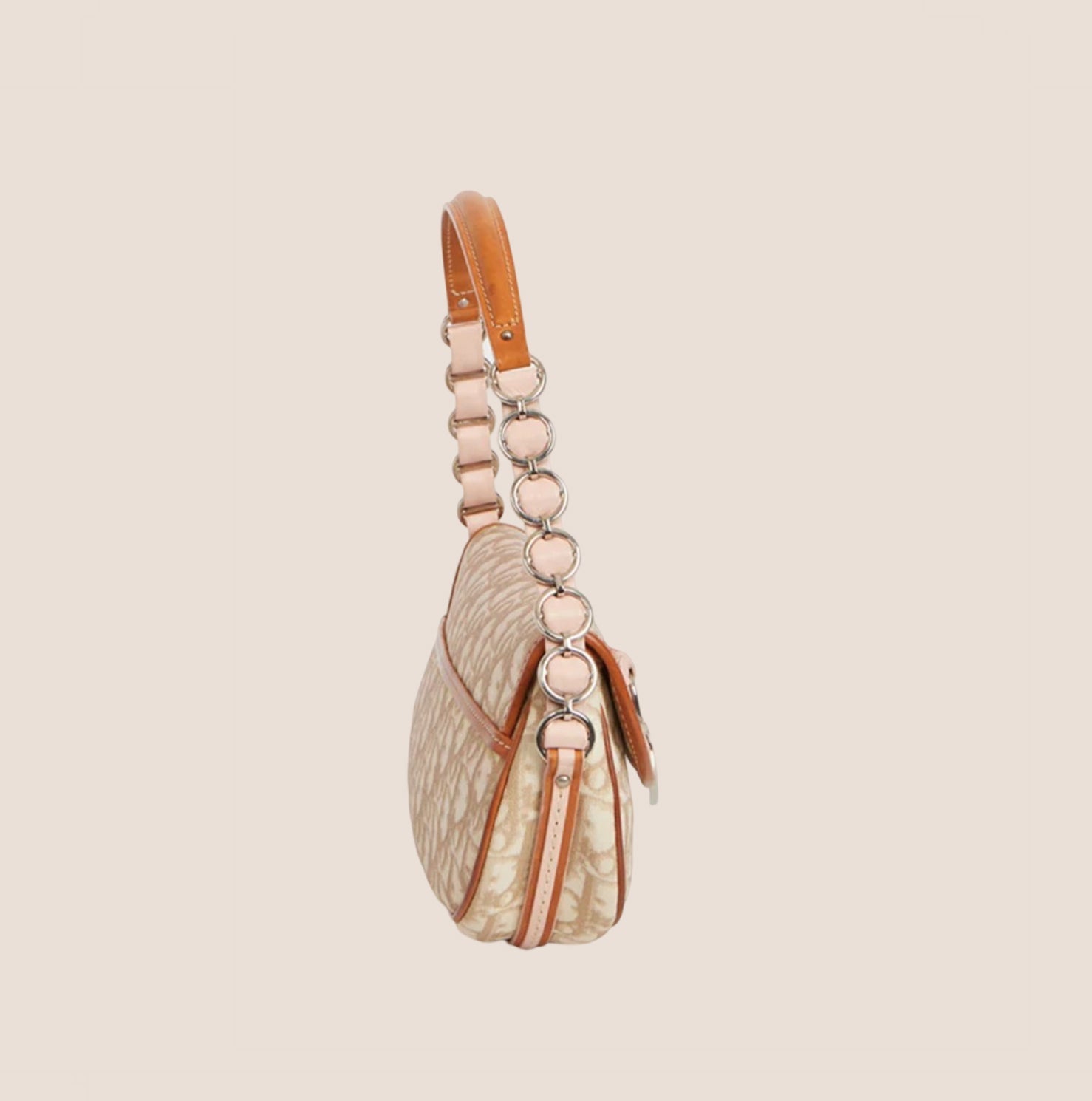 CHRISTIAN D1OR 2007 PINK &amp; BEIGE ROMANTIQUE BAGUETTE BAG