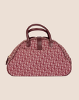 CHRISTIAN D1OR BURGUNDY TROTTER CANVAS SADDLE TOTE BAG