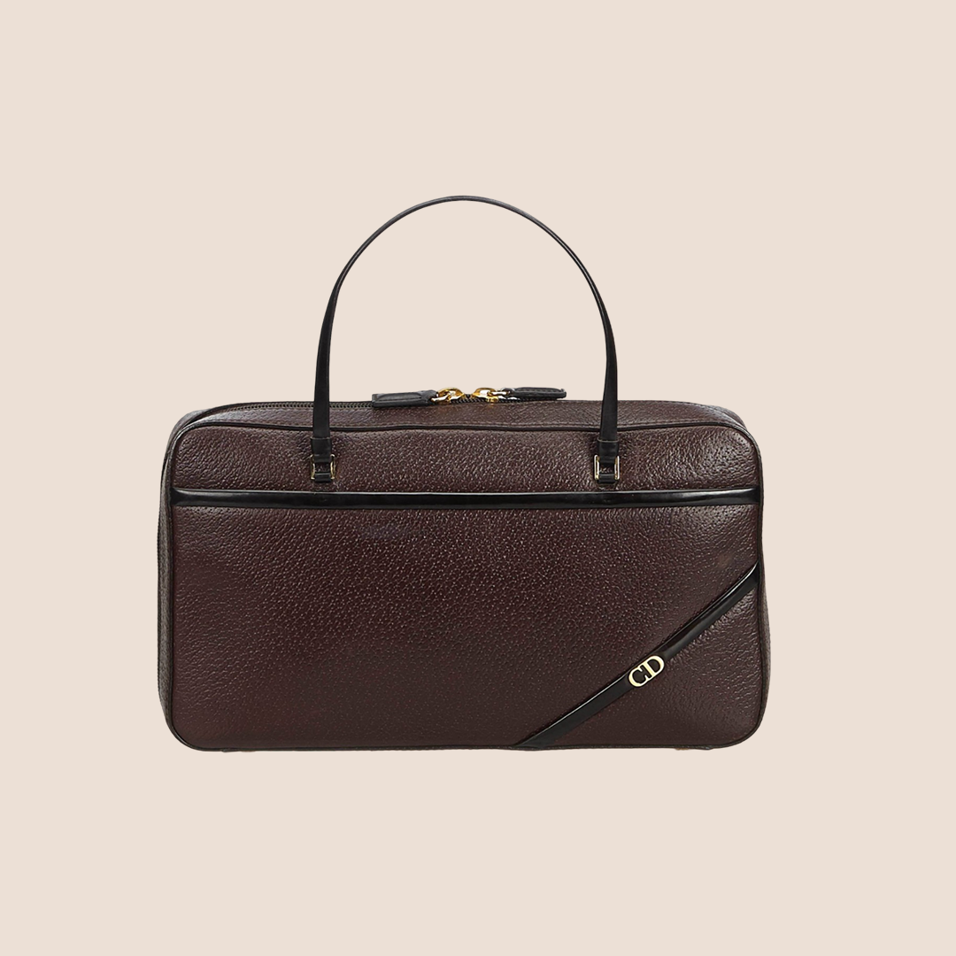 CHRISTIAN D1OR 2000 BROWN LEATHER CD HANDBAG