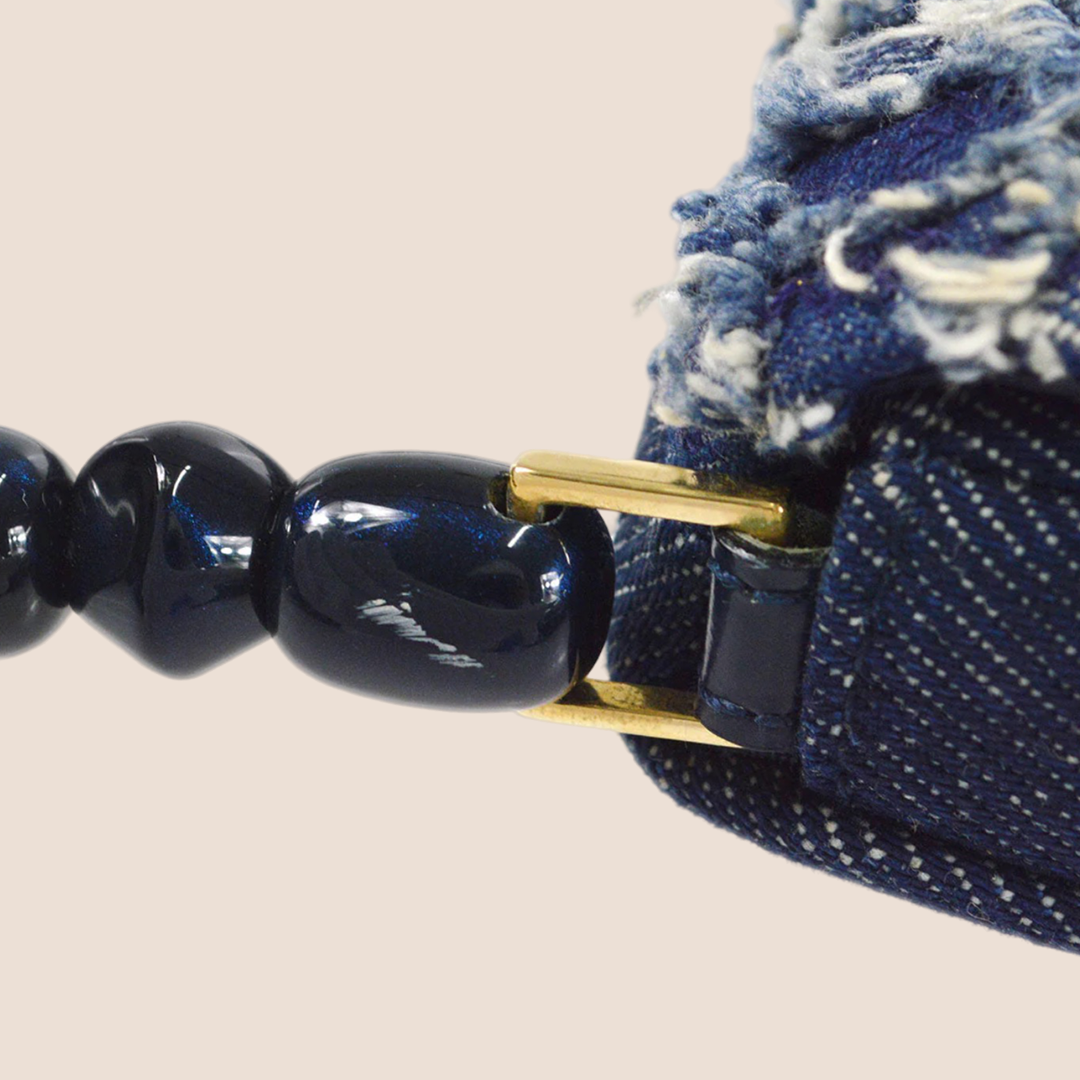 CHRISTIAN D1OR BLUE TEXTURED DENIM MALICE BAG