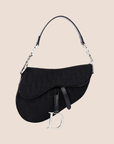 CHRISTIAN D1OR BLACK TROTTER CANVAS SADDLE BAG