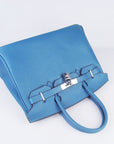 HMS Birkin 30cm Togo Leather Handbags Blue Silver