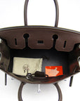 HMS Birkin 30cm Togo Leather Handbags Dark Coffee Silver