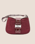 CHRISTIAN D1OR BURGUNDY SATIN & PATENT LEATHER MINI STREET CHIC HOBO BAG