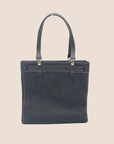 CHRISTIAN D1OR BLACK DENIM & LEATHER BELTED EVERYDAY TOTE BAG