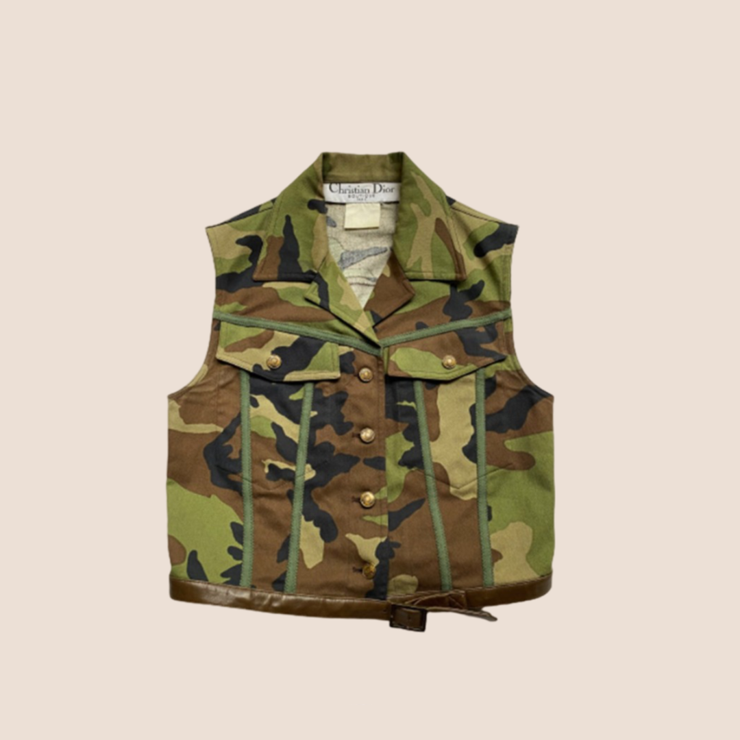 CHRISTIAN D1OR 2000s CAMOUFLAGE PRINT SLEEVELESS VEST
