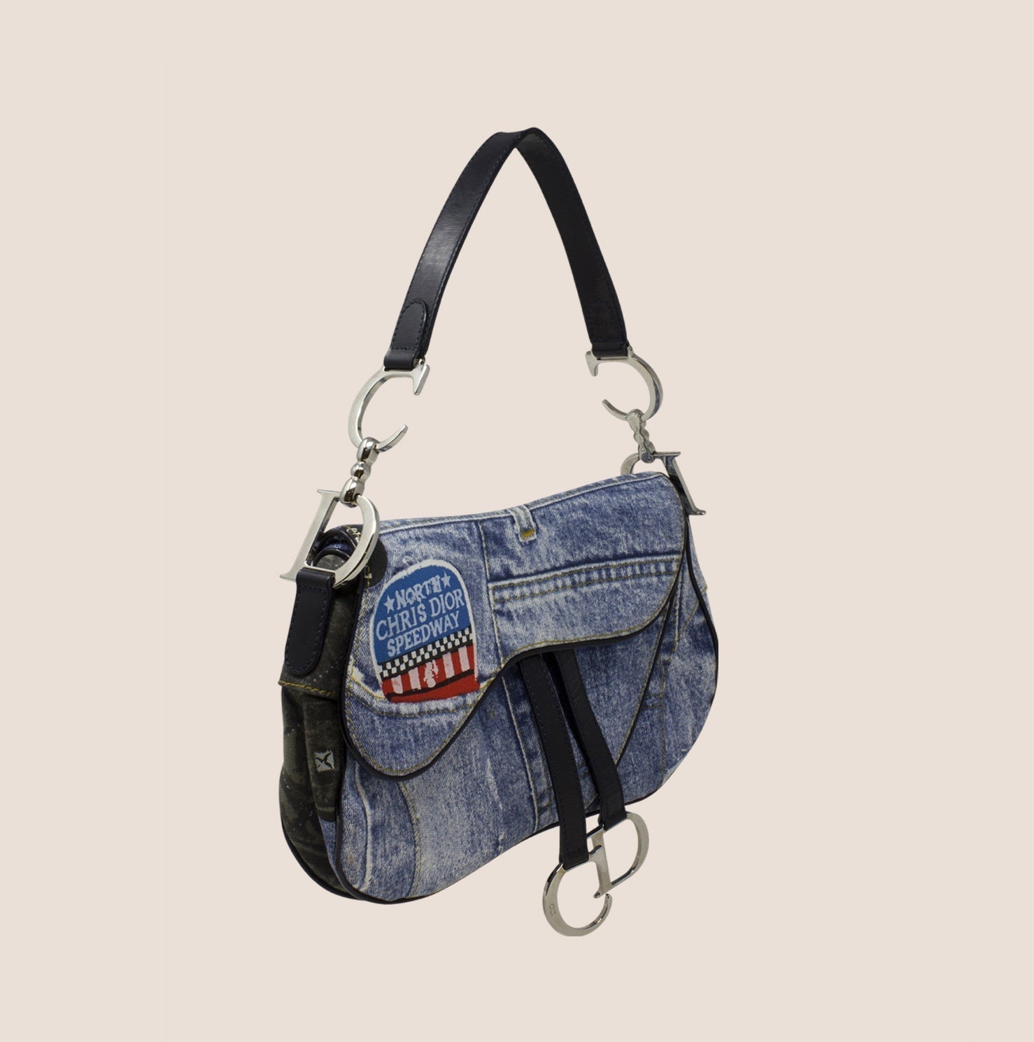 CHRISTIAN D1OR 2001 SPEEDWAY DENIM SADDLE BAG
