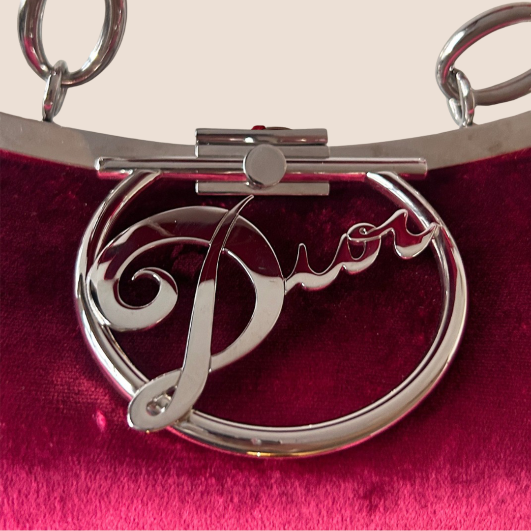 CHRISTIAN D1OR 2000s RED VELVET DIVA BAG